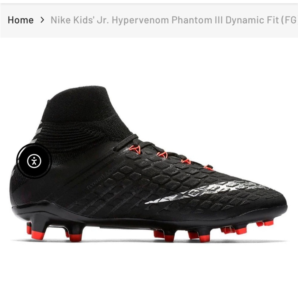 Nike kids Hyporvenol phantom lll Dynamic Fit (FG)Firm Ground Soccer Cleats.